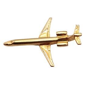 Vintage Falcon Jet Plane Gold Tone Metal Badge Lapel Pin Butterfly Clutch Back
